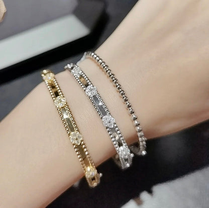 [AuraEcho Jewelry]CLOVER BRACELET 4MM DIAMONDS