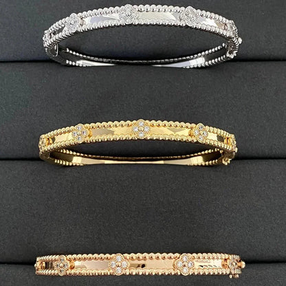 [AuraEcho Jewelry]CLOVER BRACELET 4MM DIAMONDS