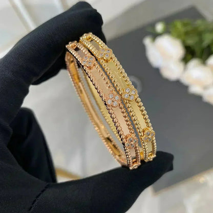 [AuraEcho Jewelry]CLOVER BRACELET 4MM DIAMONDS