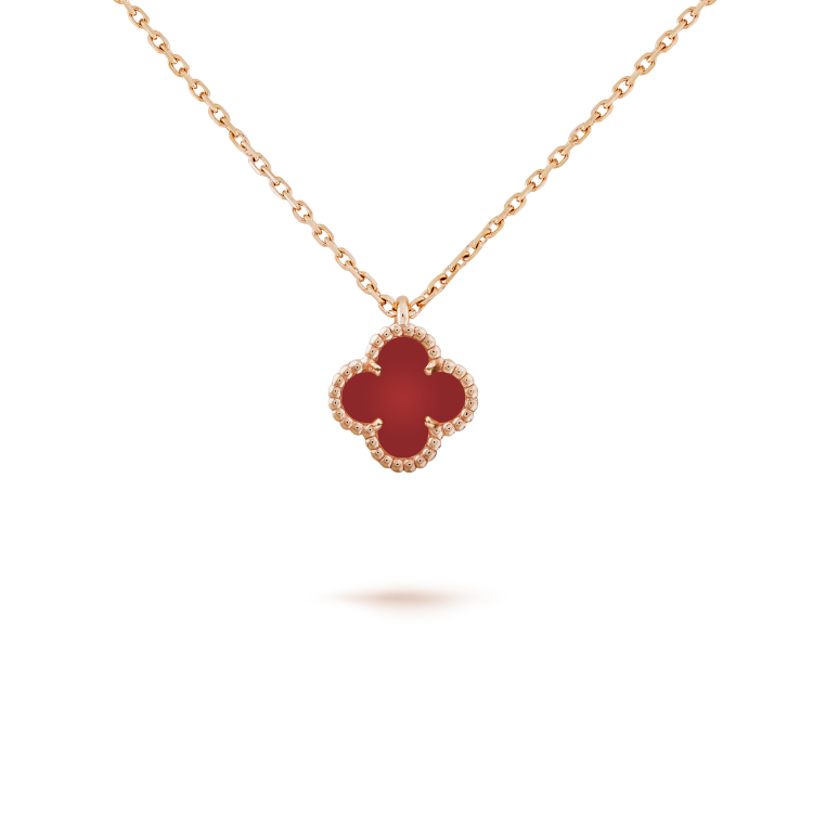 [WZQ]CLOVER MINI 9.5MM WHITE CARNELIANS NECKLACE