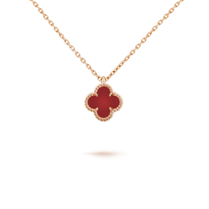 [WZQ]CLOVER MINI 9.5MM WHITE CARNELIANS NECKLACE
