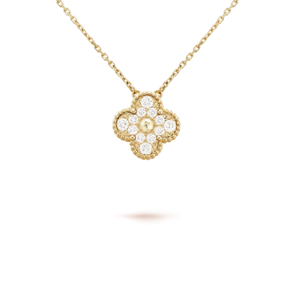 [AuraEcho Jewelry]CLOVER 15MM DIAMOND SINGLE FLOWER NECKLACE