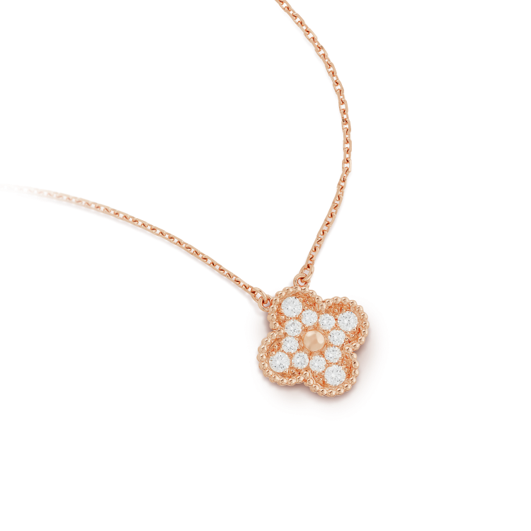 [AuraEcho Jewelry]CLOVER 15MM DIAMOND SINGLE FLOWER NECKLACE