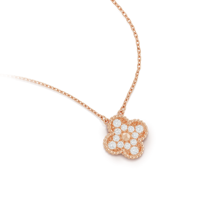 [AuraEcho Jewelry]CLOVER 15MM DIAMOND SINGLE FLOWER NECKLACE