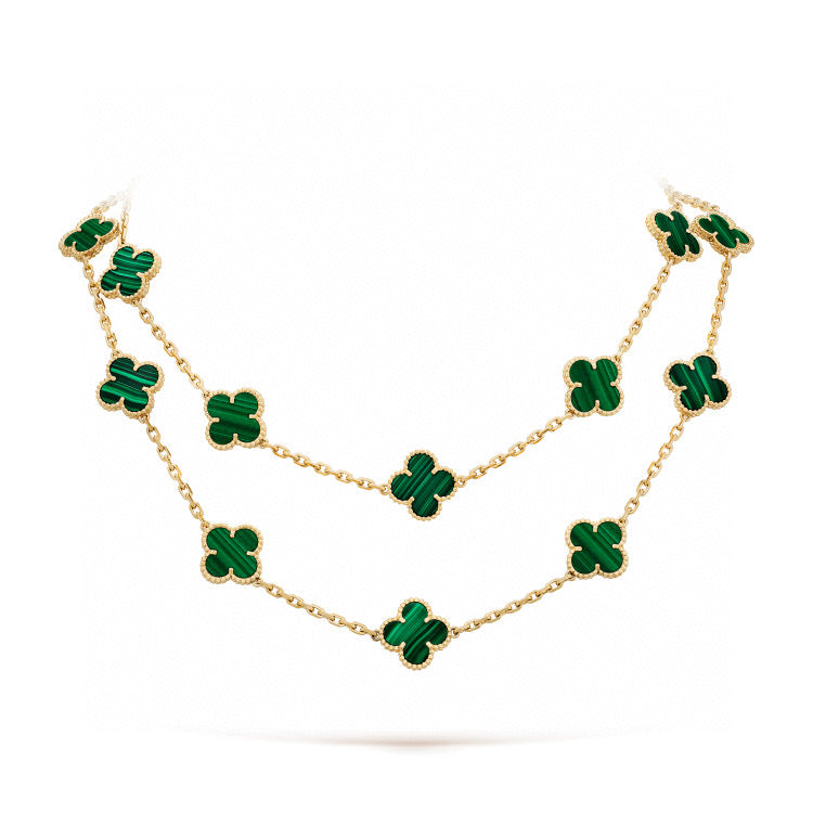 [AuraEcho Jewelry]CLOVER 20 MOTIFS MALACHITE GOLD