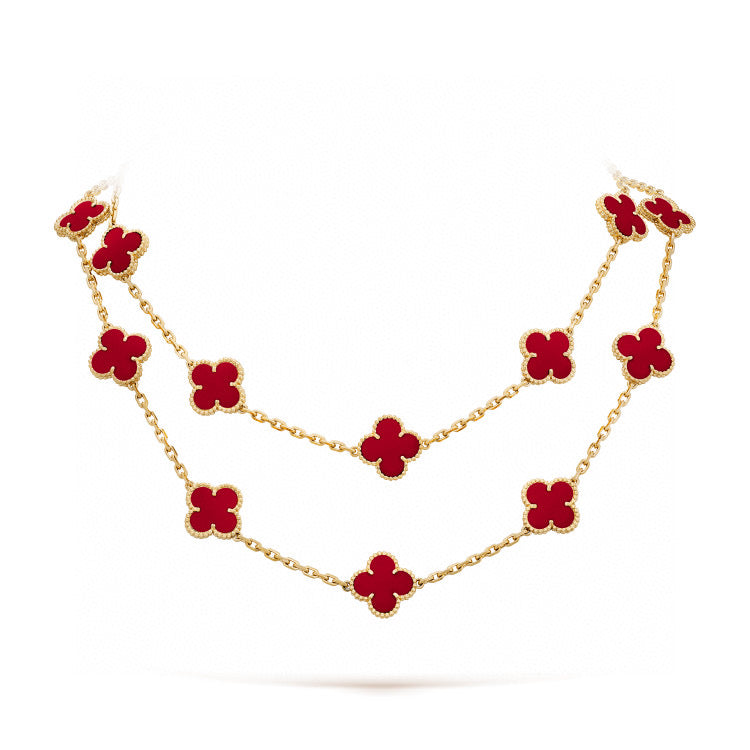 [AuraEcho Jewelry]CLOVER 20 MOTIFS CARNELIAN NECKLACE