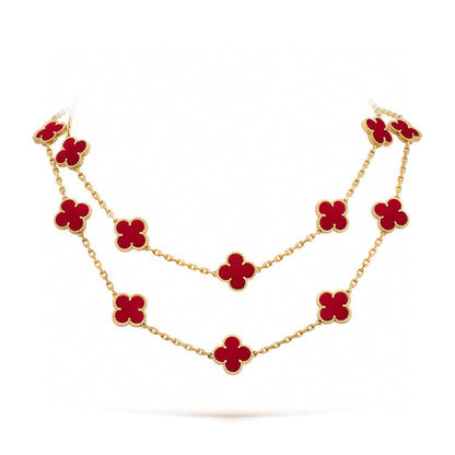 [AuraEcho Jewelry]CLOVER 20 MOTIFS CARNELIAN NECKLACE