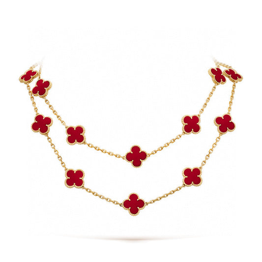 [AuraEcho Jewelry]CLOVER 20 MOTIFS CARNELIAN NECKLACE