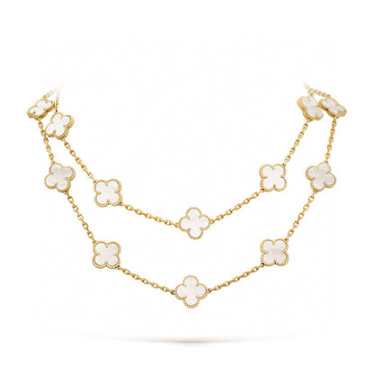 [AuraEcho Jewelry]CLOVER 20 MOTIFS WHITE MOP NECKLACE