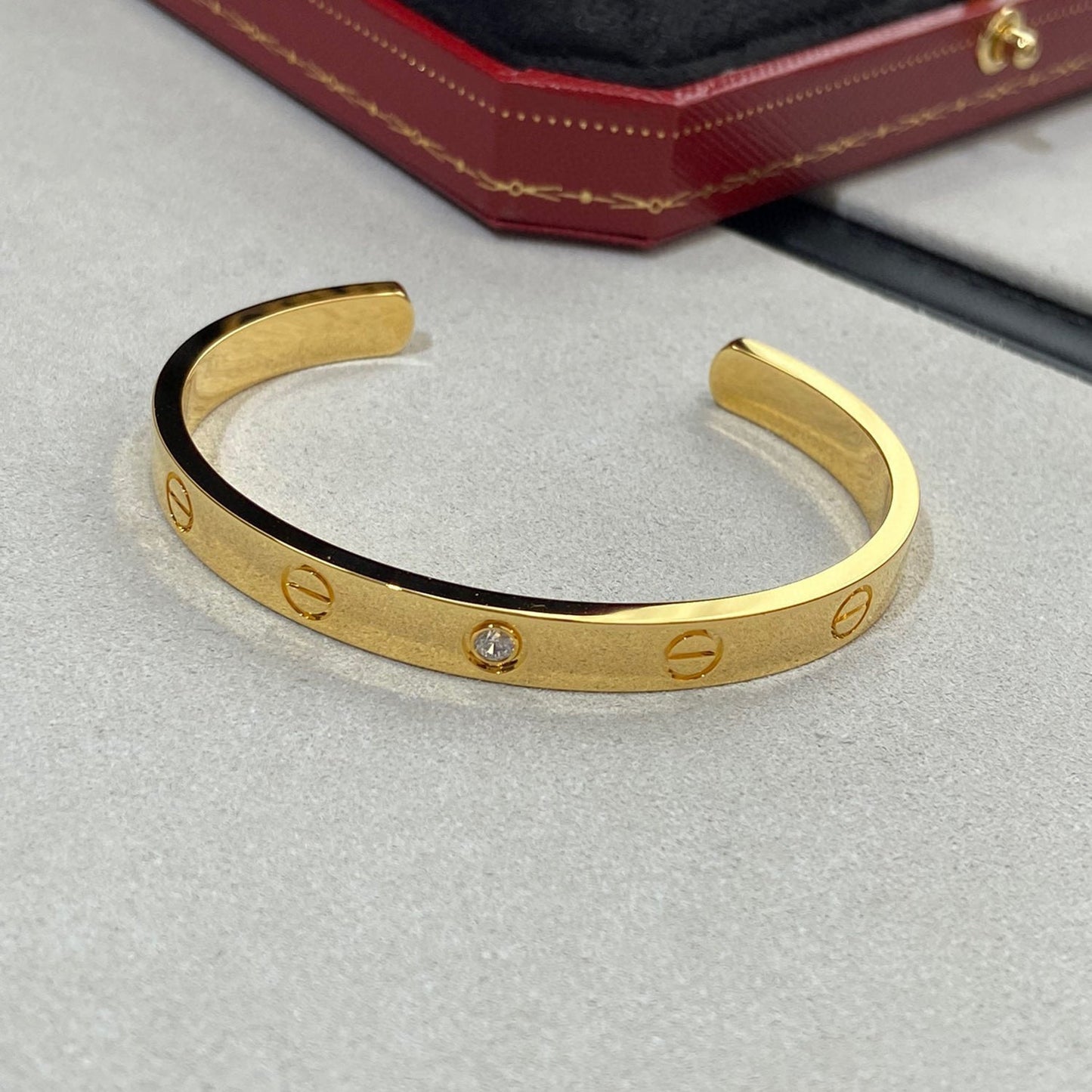 [AuraEcho Jewelry]LOVE BRACELET 6.1MM 1 DIAMOND OPEN CUFF