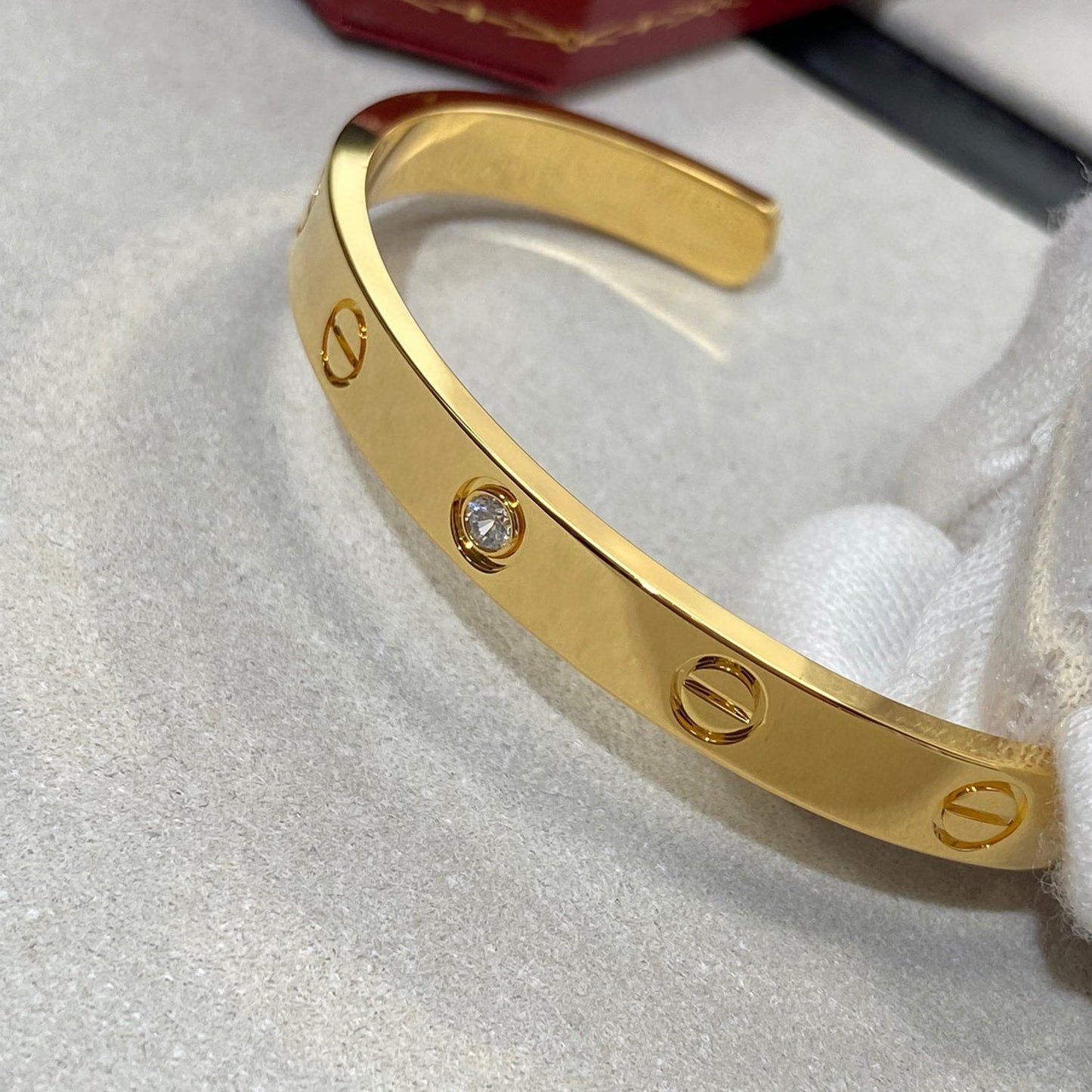 [AuraEcho Jewelry]LOVE BRACELET 6.1MM 1 DIAMOND OPEN CUFF