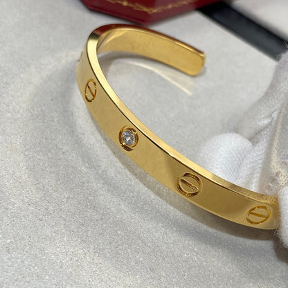[AuraEcho Jewelry]LOVE BRACELET 6.1MM 1 DIAMOND OPEN CUFF