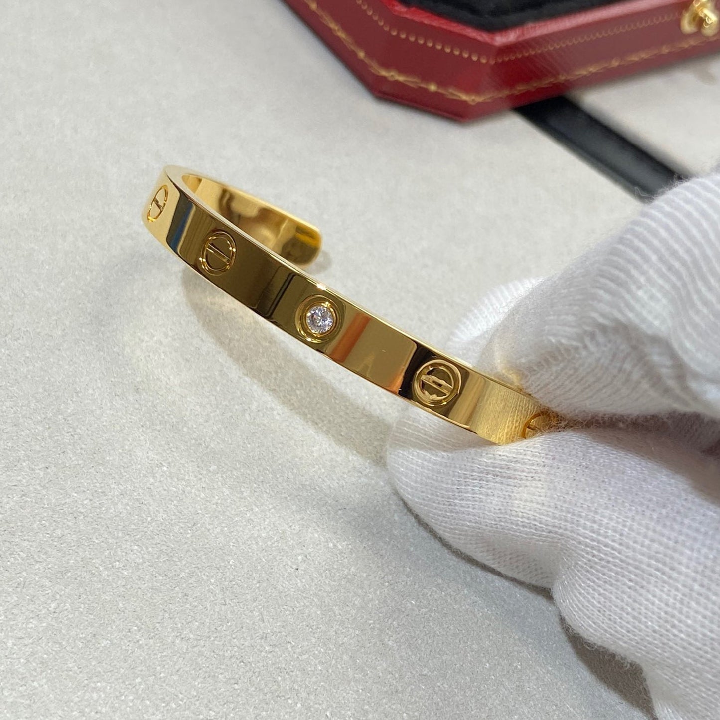 [AuraEcho Jewelry]LOVE BRACELET 6.1MM 1 DIAMOND OPEN CUFF