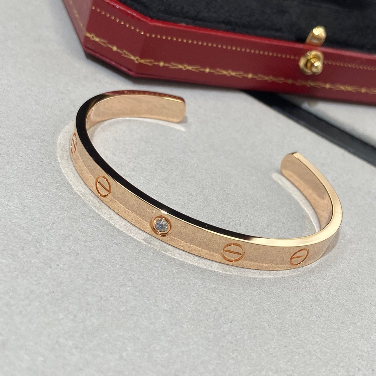 [AuraEcho Jewelry]LOVE BRACELET 6.1MM 1 DIAMOND OPEN CUFF
