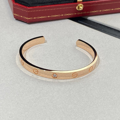 [AuraEcho Jewelry]LOVE BRACELET 6.1MM 1 DIAMOND OPEN CUFF