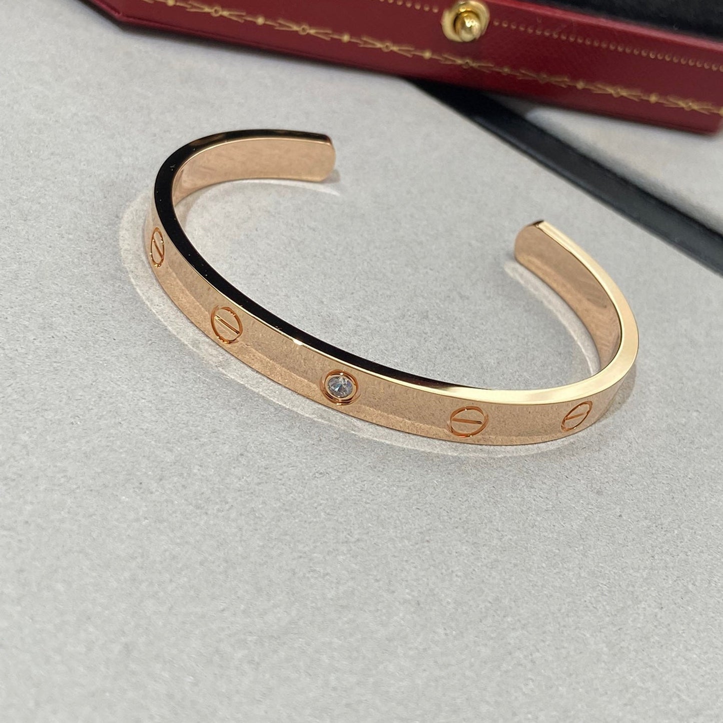 [AuraEcho Jewelry]LOVE BRACELET 6.1MM 1 DIAMOND OPEN CUFF