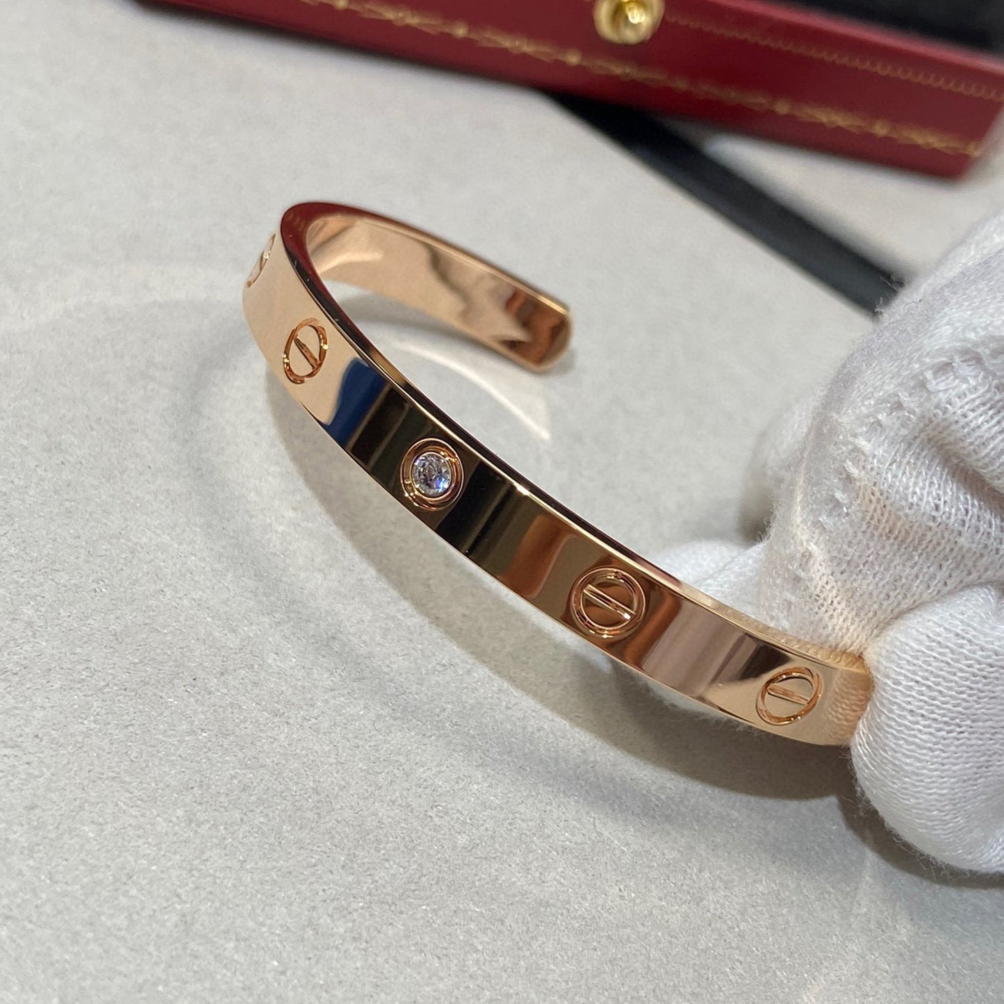 [AuraEcho Jewelry]LOVE BRACELET 6.1MM 1 DIAMOND OPEN CUFF