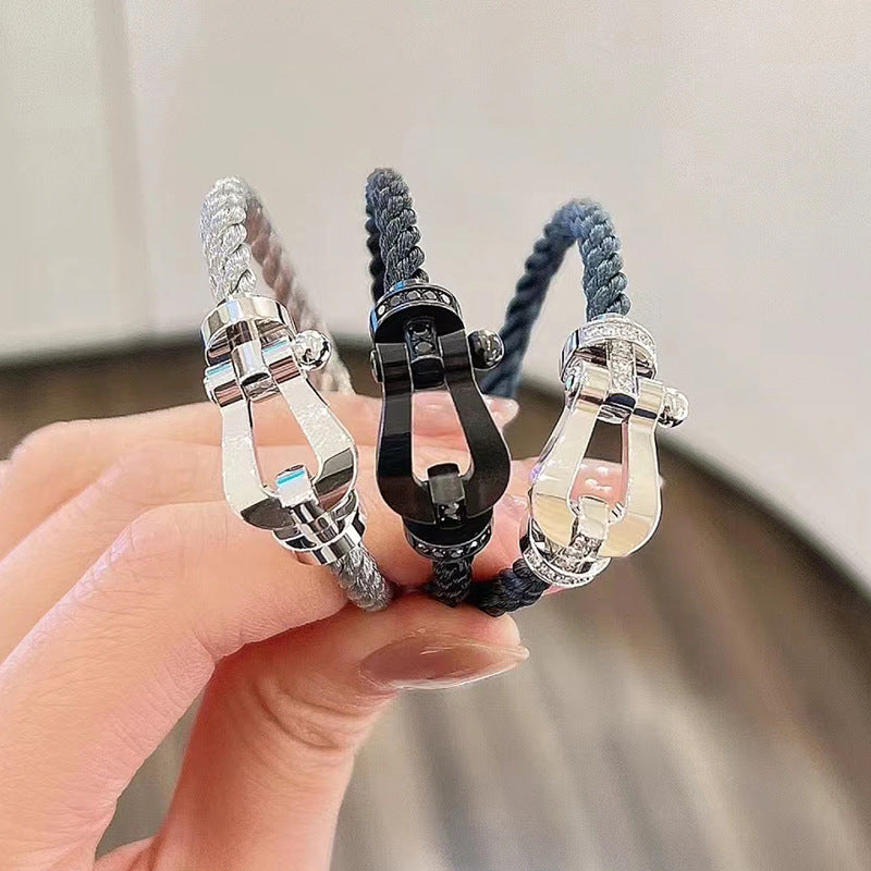 [AuraEcho Jewelry]FORCE LARGE HORSESHOE FULL DIAMOND BRACELET GOLD