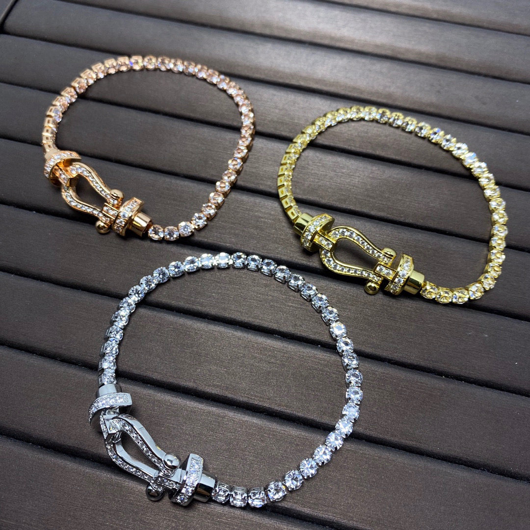 [AuraEcho Jewelry]FORCE  LARGE HORSESHOE FULL DIAMOND TENNIS BRACELET