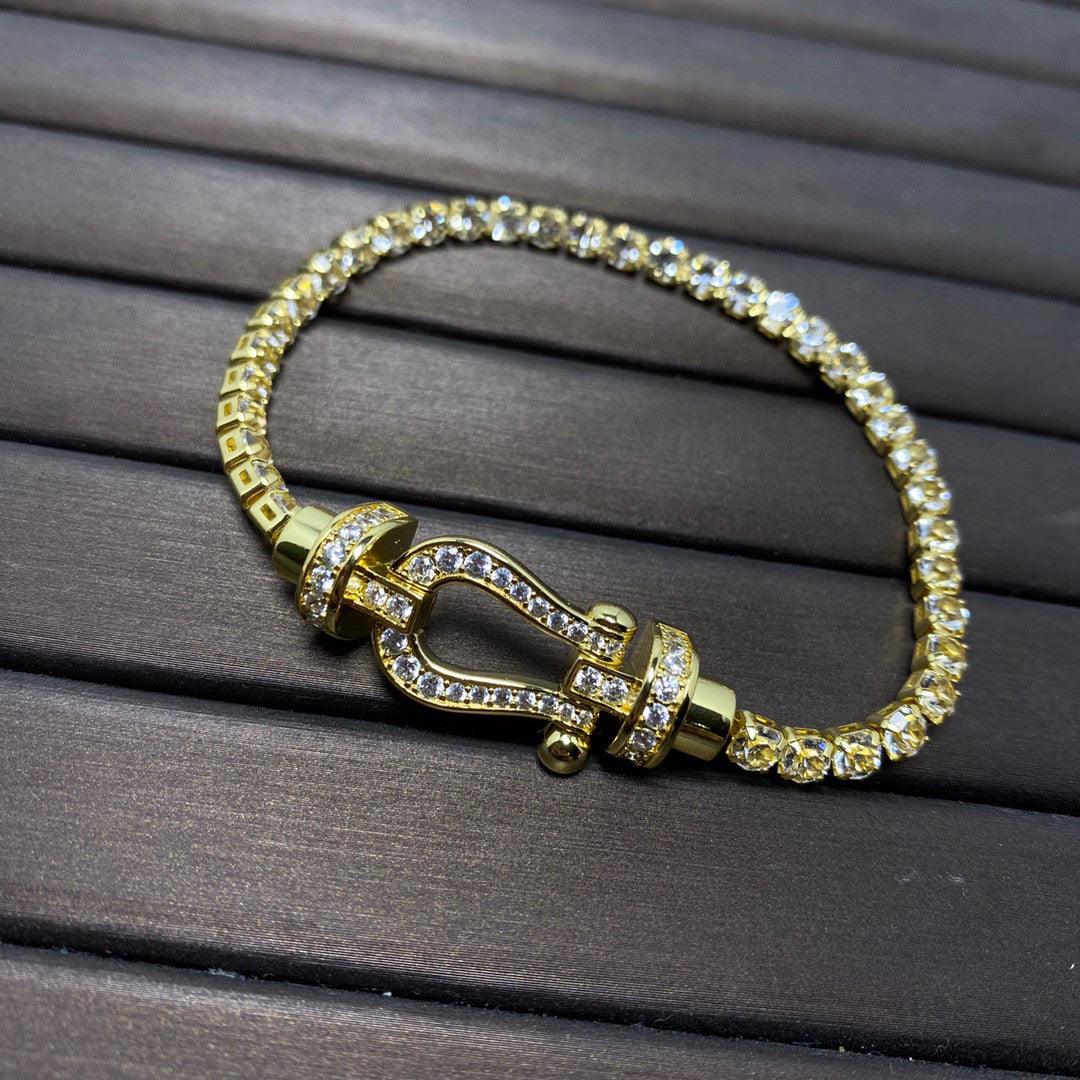 [AuraEcho Jewelry]FORCE  LARGE HORSESHOE FULL DIAMOND TENNIS BRACELET