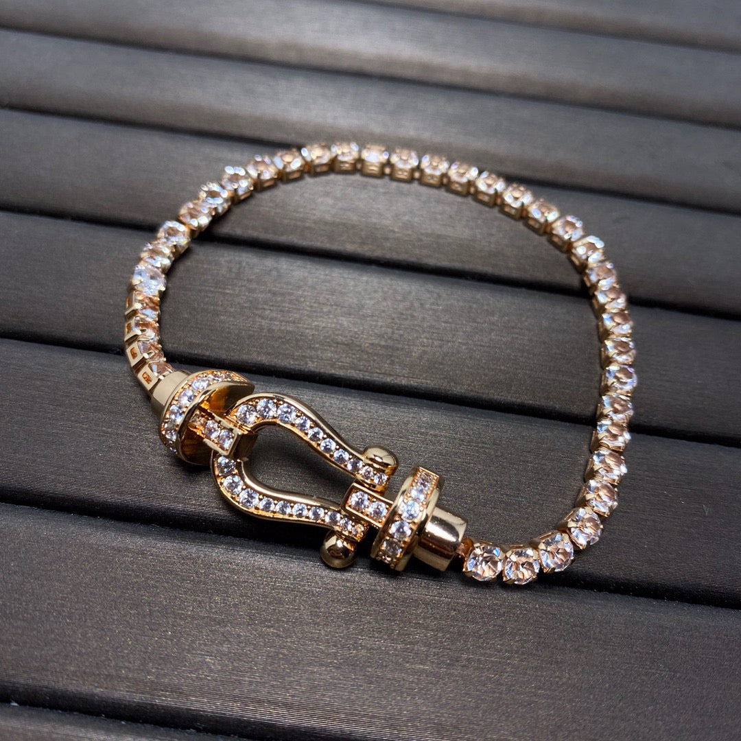 [AuraEcho Jewelry]FORCE  LARGE HORSESHOE FULL DIAMOND TENNIS BRACELET