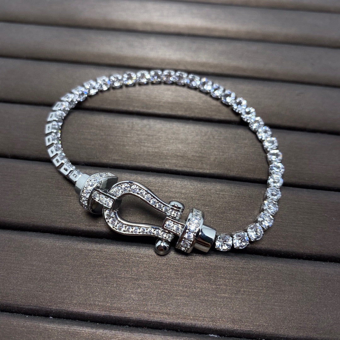 [AuraEcho Jewelry]FORCE  LARGE HORSESHOE FULL DIAMOND TENNIS BRACELET