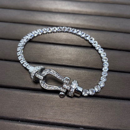 [AuraEcho Jewelry]FORCE  LARGE HORSESHOE FULL DIAMOND TENNIS BRACELET