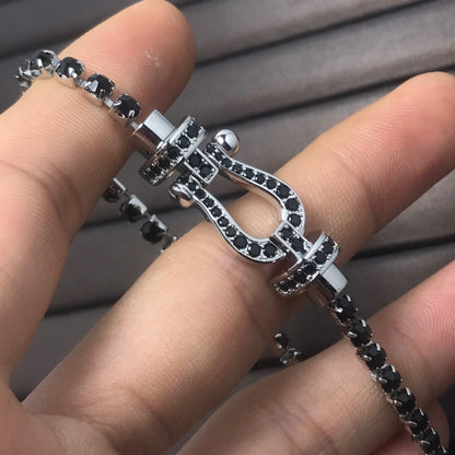 [AuraEcho Jewelry]FORCE  LARGE HORSESHOE FULL DIAMOND TENNIS BRACELET