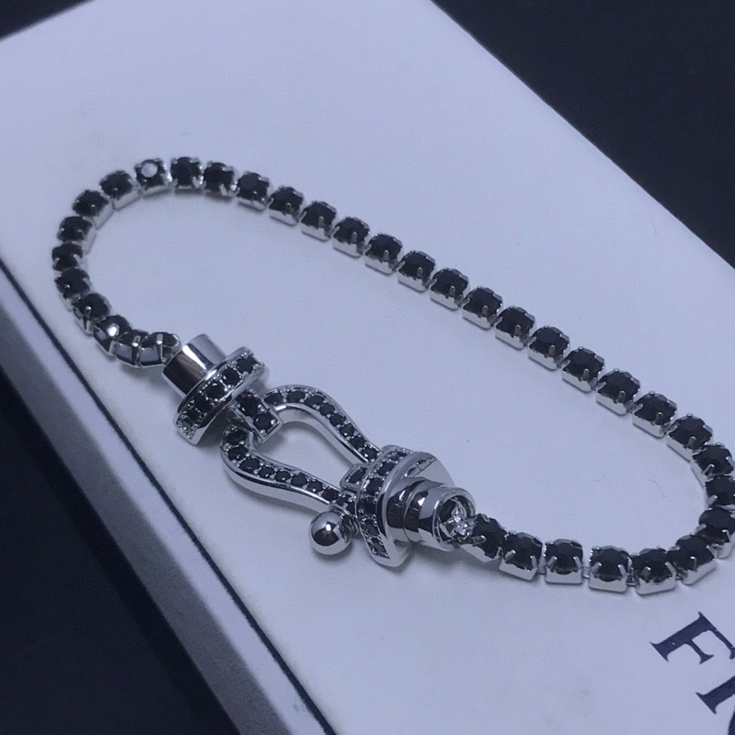 [AuraEcho Jewelry]FORCE  LARGE HORSESHOE FULL DIAMOND TENNIS BRACELET