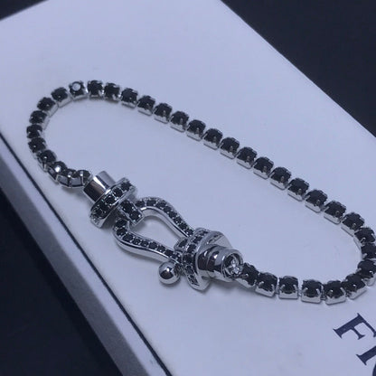 [AuraEcho Jewelry]FORCE  LARGE HORSESHOE FULL DIAMOND TENNIS BRACELET
