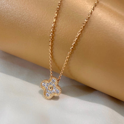 [AuraEcho Jewelry]CLOVER 15MM DIAMOND SINGLE FLOWER NECKLACE