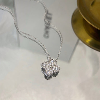 [AuraEcho Jewelry]CLOVER 15MM DIAMOND SINGLE FLOWER NECKLACE