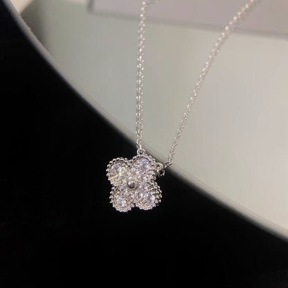 [AuraEcho Jewelry]CLOVER 15MM DIAMOND SINGLE FLOWER NECKLACE