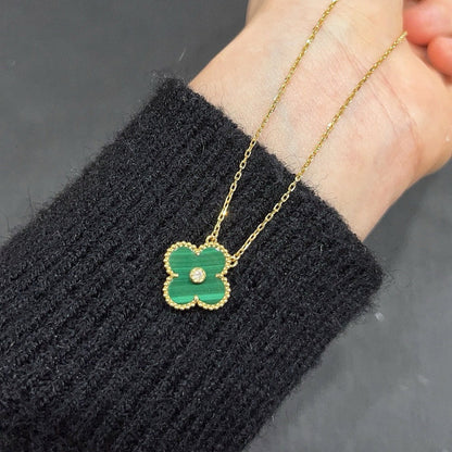 [AuraEcho Jewelry]CLOVER 15MM DIAMOND TURQUOISE NECKLACE