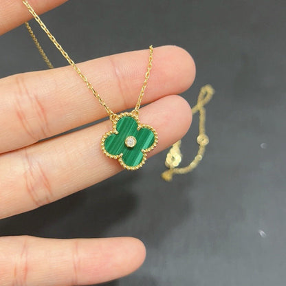[AuraEcho Jewelry]CLOVER 15MM DIAMOND TURQUOISE NECKLACE