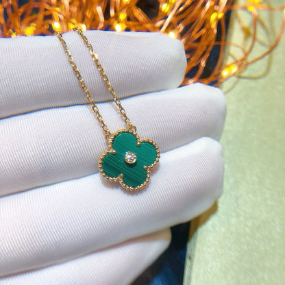 [AuraEcho Jewelry]CLOVER 15MM DIAMOND TURQUOISE NECKLACE