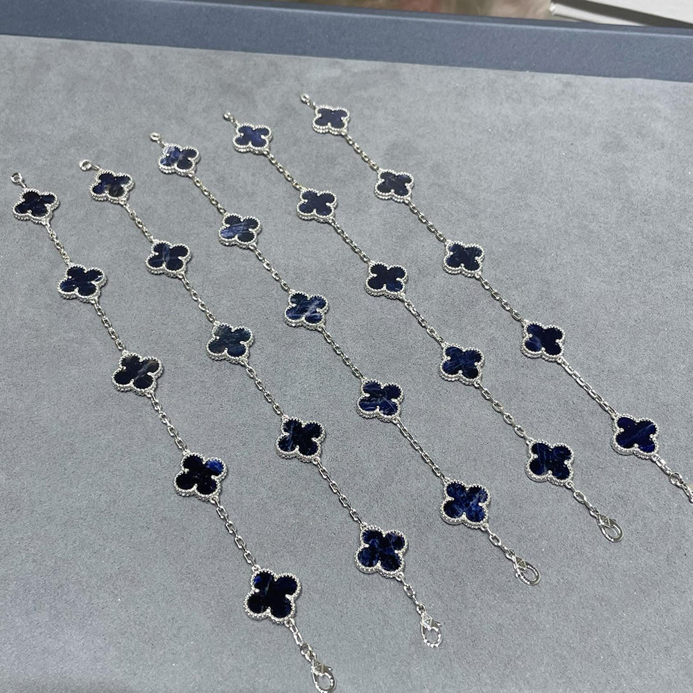 [AuraEcho Jewelry]CLOVER 5 MOTIF PIETERSITE SILVER BRACELET