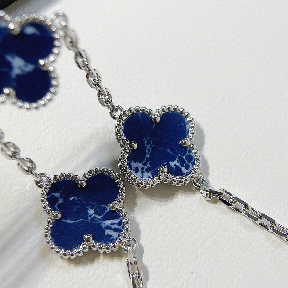 [AuraEcho Jewelry]CLOVER 5 MOTIF PIETERSITE SILVER BRACELET