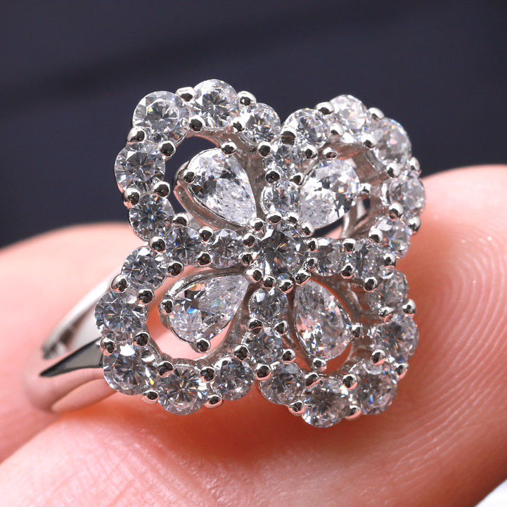[AuraEcho Jewelry]LOOP RING FULL MOTIF DIAMOND 16MM SILVE
