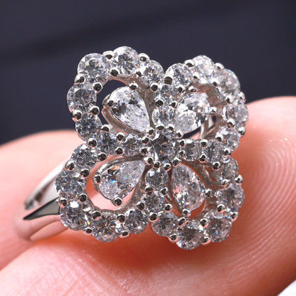 [AuraEcho Jewelry]LOOP RING FULL MOTIF DIAMOND 16MM SILVE