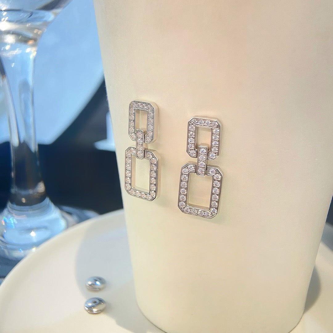 [AuraEcho Jewelry]LINKS MEDIUM EARRINGS DIAMOND