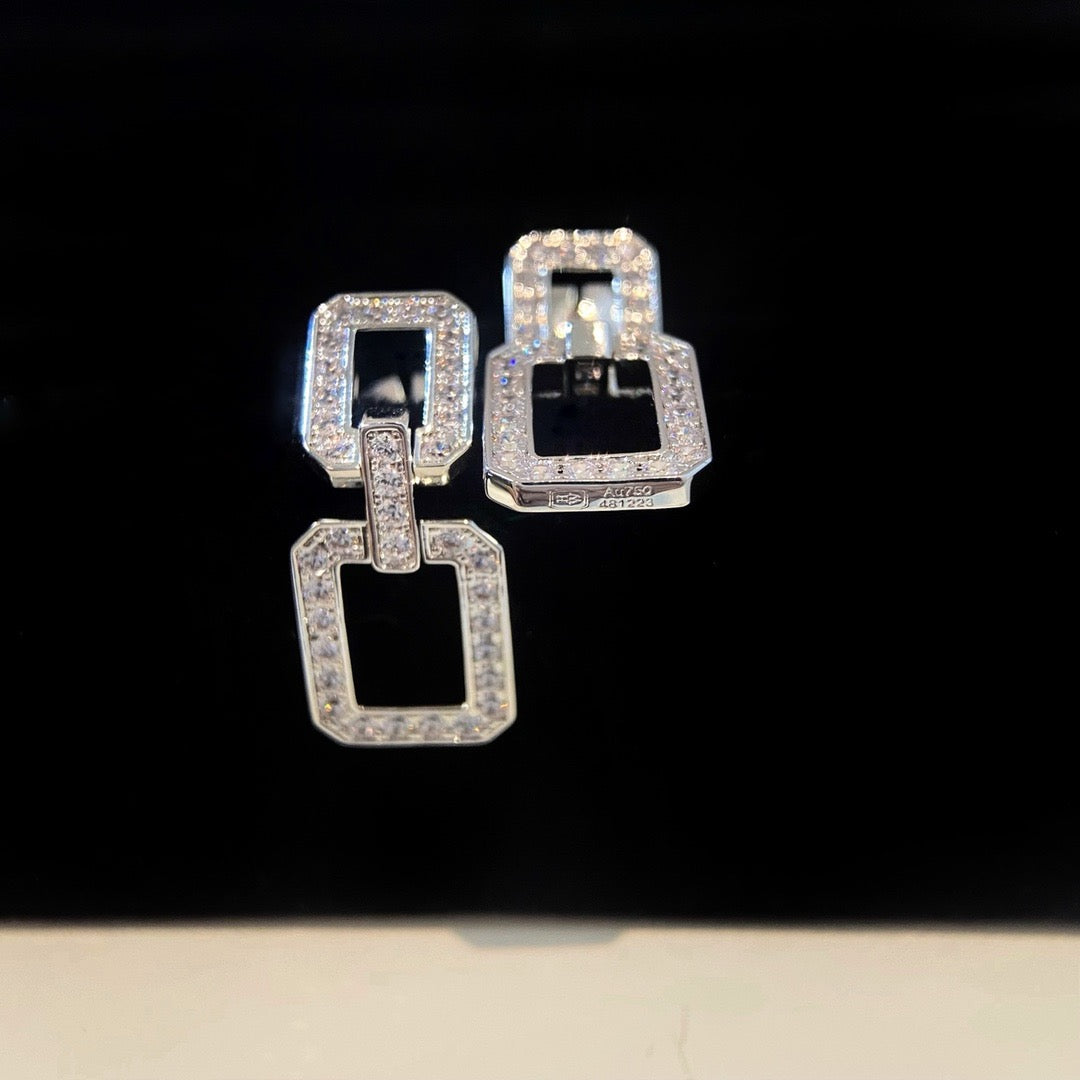 [AuraEcho Jewelry]LINKS MEDIUM EARRINGS DIAMOND
