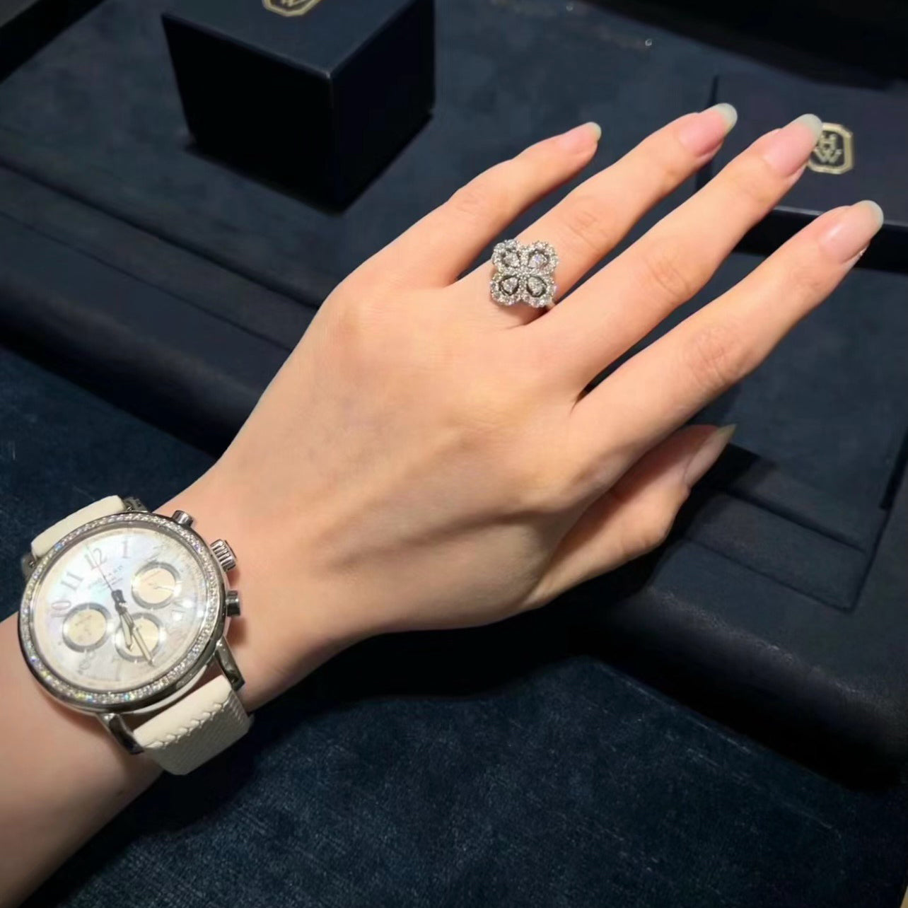 [AuraEcho Jewelry]LOOP RING FULL MOTIF DIAMOND 16MM SILVE