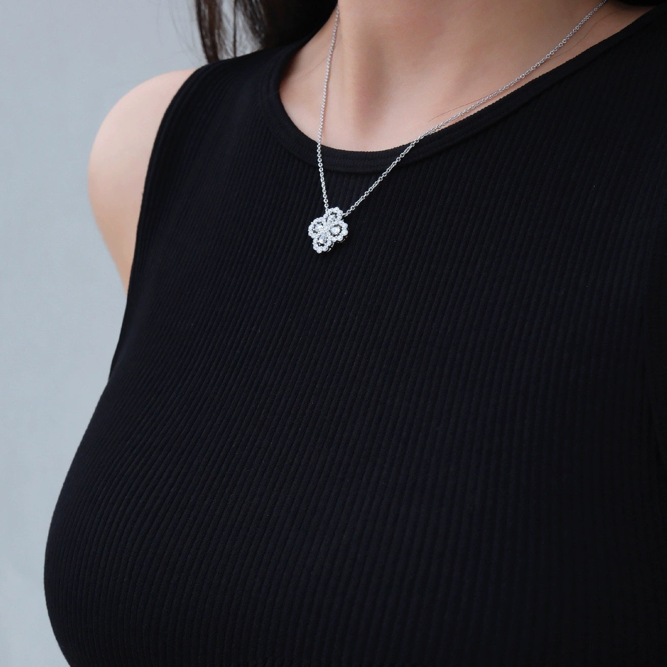 [AuraEcho Jewelry]LOOP NECKLACE FULL MOTIF DIAMOND COMBINATION