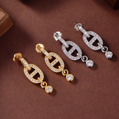 [AuraEcho Jewelry]HM CHAINE DIAMOND EARRINGS