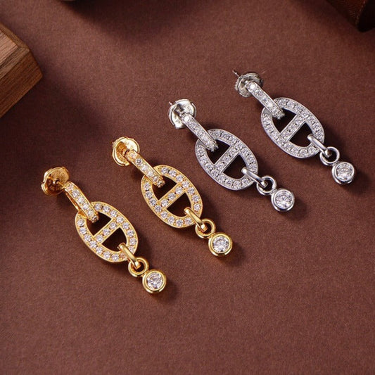[AuraEcho Jewelry]HM CHAINE DIAMOND EARRINGS