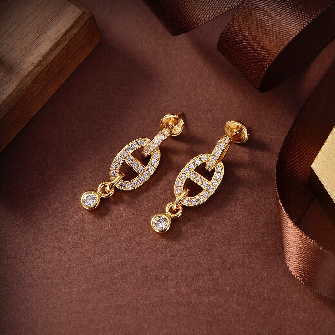 [AuraEcho Jewelry]HM CHAINE DIAMOND EARRINGS