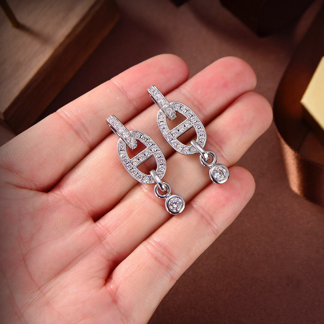[AuraEcho Jewelry]HM CHAINE DIAMOND EARRINGS