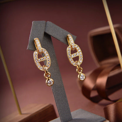 [AuraEcho Jewelry]HM CHAINE DIAMOND EARRINGS