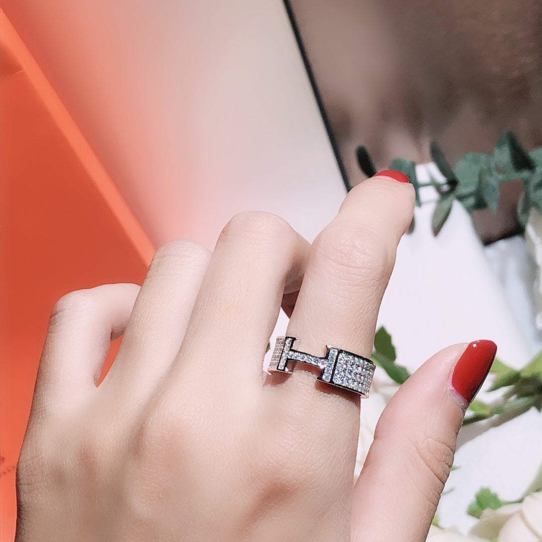 [AuraEcho Jewelry]H RING FULL DIAMOND